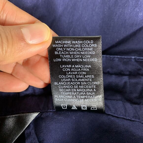 Norma Kamali Navy Wide Leg Cargo Cropped Pants Capri Size 4 Cotton W32 x L19 - Picture 8 of 8